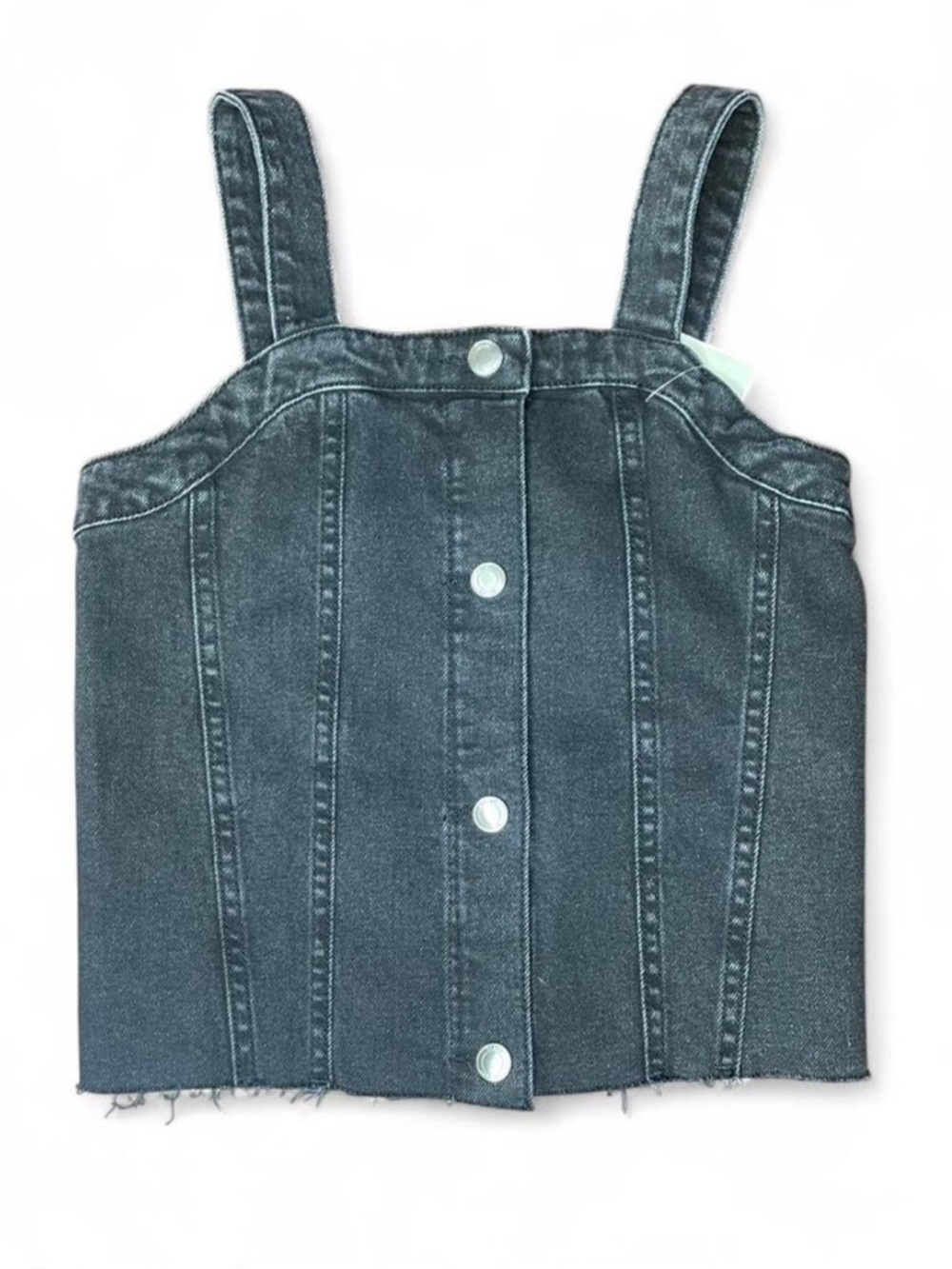 *NWT DL1961 Washed Black Denim Cropped Snap Front Tank Top - Large
